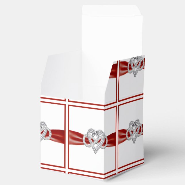 Red Ribbon Infinity Heart Favour Box (Opened)