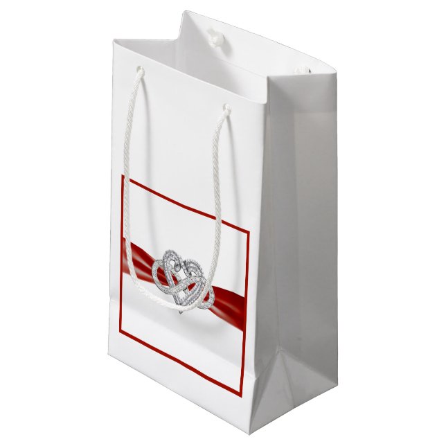 Red Ribbon Infinity Heart Gift Bag (Front Angled)