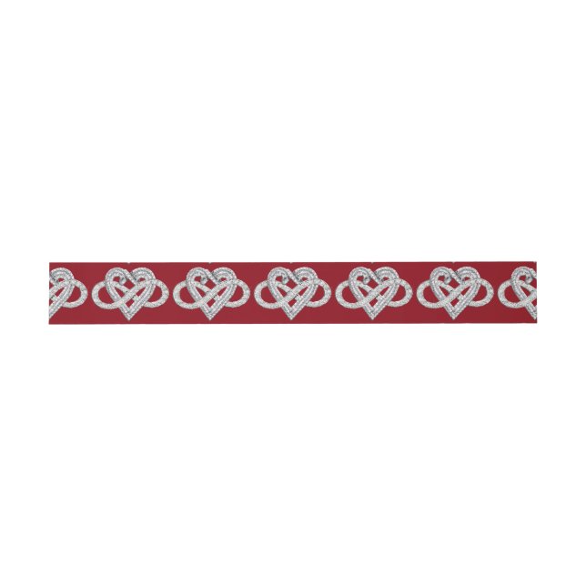 Red Ribbon Infinity Heart Invitation Belly Bands Invitation Belly Band (Flat)