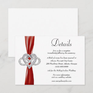 Red Ribbon Infinity Heart Wedding Details Enclosure Card
