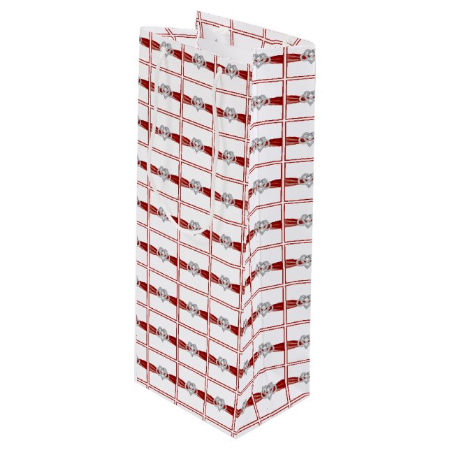 Red Ribbon Infinity Heart Wine Gift Bag (Front Angled)