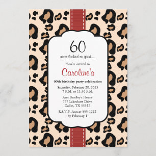 Red Ribbon Leopard Print 60th Birthday Invitations