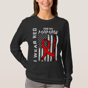 Red Ribbon Mamaw Heart Disease Awareness American  T-Shirt