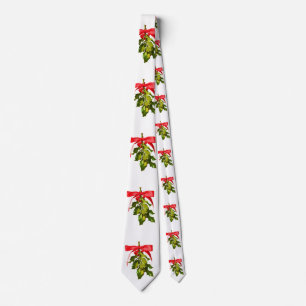 red ribbon mistletoe tie