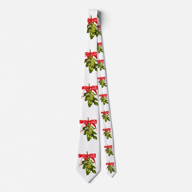 red ribbon mistletoe tie (Front)