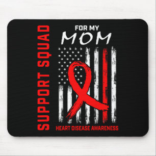 Red Ribbon Mom Heart Disease Awareness Flag Graphi Mouse Pad