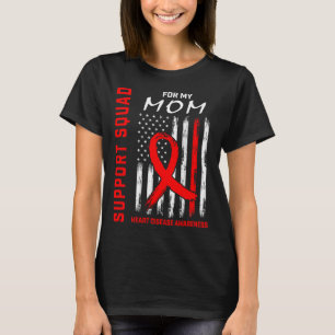 Red Ribbon Mom Heart Disease Awareness Flag Graphi T-Shirt