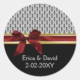 red ribbon Monogram label