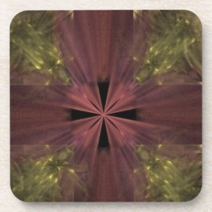 Red Ribbon on Gold Package Coaster