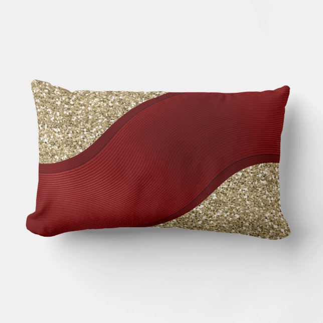 Red ribbon on golden background lumbar pillow (Front)