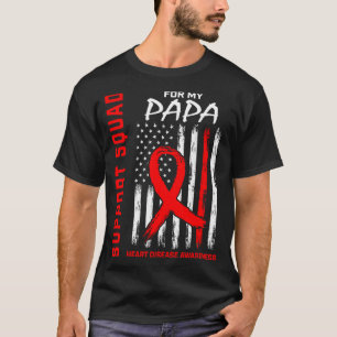 Red Ribbon Papa Heart Disease Awareness Flag Graph T-Shirt