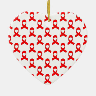 Red Ribbon Pattern Ceramic Ornament