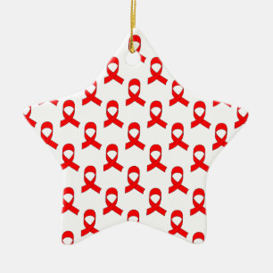 Red Ribbon Pattern Ceramic Ornament