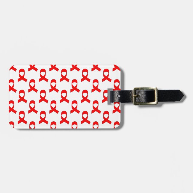 Red Ribbon Pattern Luggage Tag (Front Horizontal)