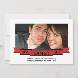 Red Ribbon Photo Save the Date Invite