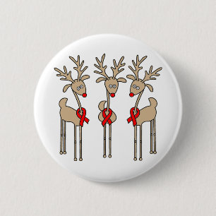 Red Ribbon Reindeer - AIDS & HIV 2 Inch Round Button