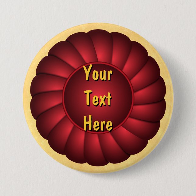 Red Ribbon Rosette to Personalize 3 Inch Round Button (Front)