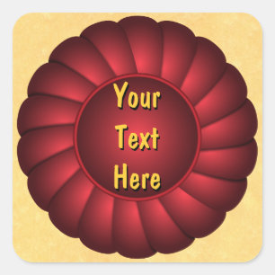 Red Ribbon Rosette to Personalize Square Sticker