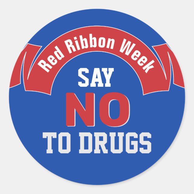 Red Ribbon Say No Classic Round Sticker (Front)