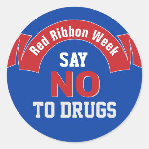 Red Ribbon Say No Classic Round Sticker