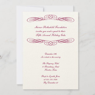 Red ribbon script corporate formal gala ball event invitation