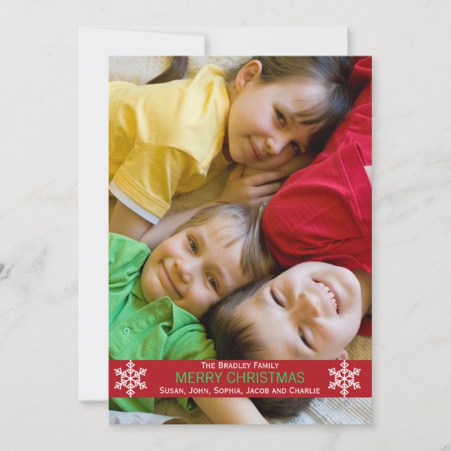 Red Ribbon Snowflake Christmas Card (Front)