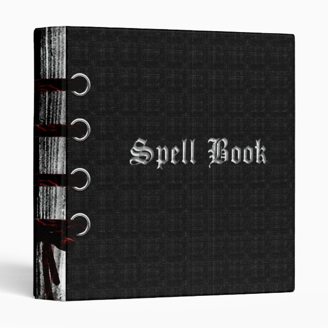 Red Ribbon Spell Book Goth Binder (Front/Spine)