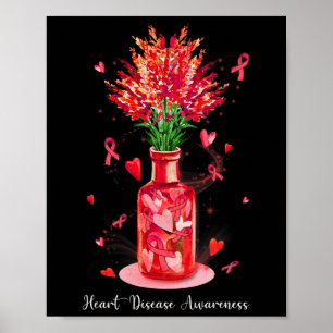 Red Ribbon Support Heart Disease Awareness Poster