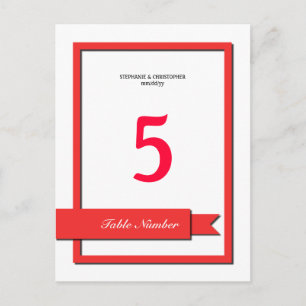 Red Ribbon Table Number Postcard