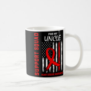 Red Ribbon Uncle Heart Disease Awareness Flag Back Coffee Mug