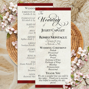 Red Ribbon Wedding Program