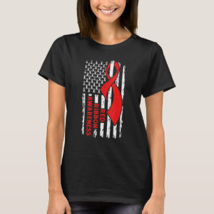 Red Ribbon Week Awareness American Flag Red Ribbon T-Shirt