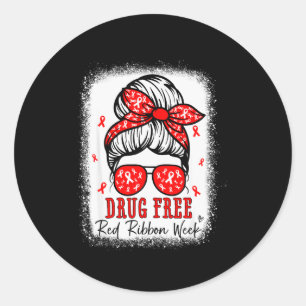Red Ribbon Week Awareness Coquette Drug Anti-drug  Classic Round Sticker