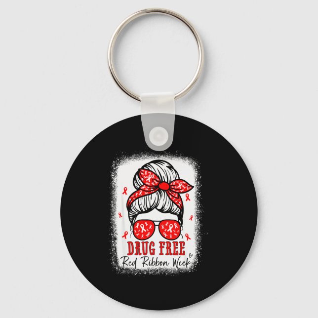Red Ribbon Week Awareness Coquette Drug Anti-drug  Keychain (Front)