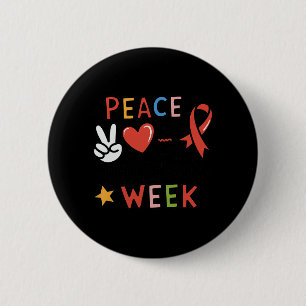 Red Ribbon Week Peace Love Cure Drug Free Say No T 2 Inch Round Button