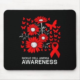 Red Ribbon With Daisy Flower Sickle Cell Anemia Aw Mouse Pad
