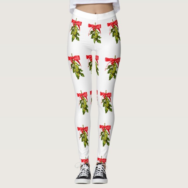 red ribboned mistletoe leggings (Front)