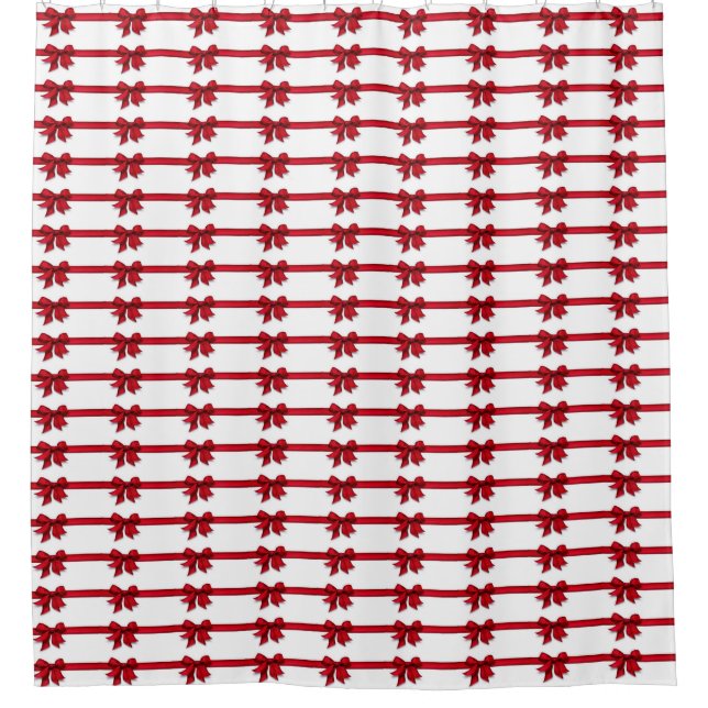 **RED RIBBONS** CHRISTMAS SHOWER CURTAIN (Front)