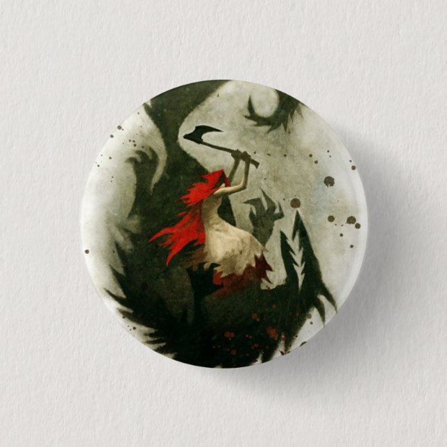 red riding hood 1 inch round button (Front)