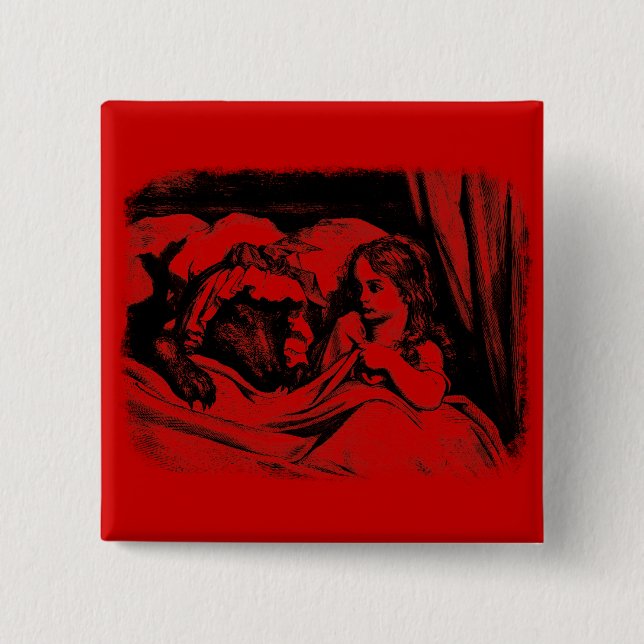Red Riding Hood 2 Inch Square Button (Front)
