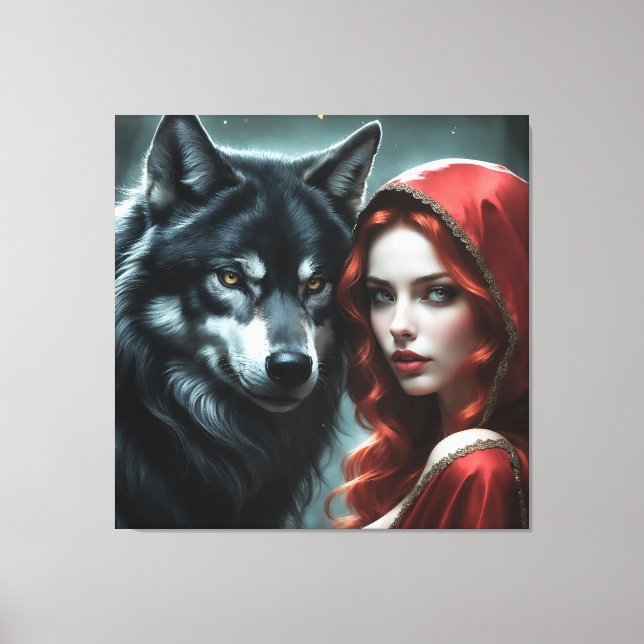 Red riding hood an his wolf  canvas print (Front)