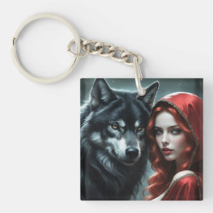 Red riding hood an his wolf  keychain