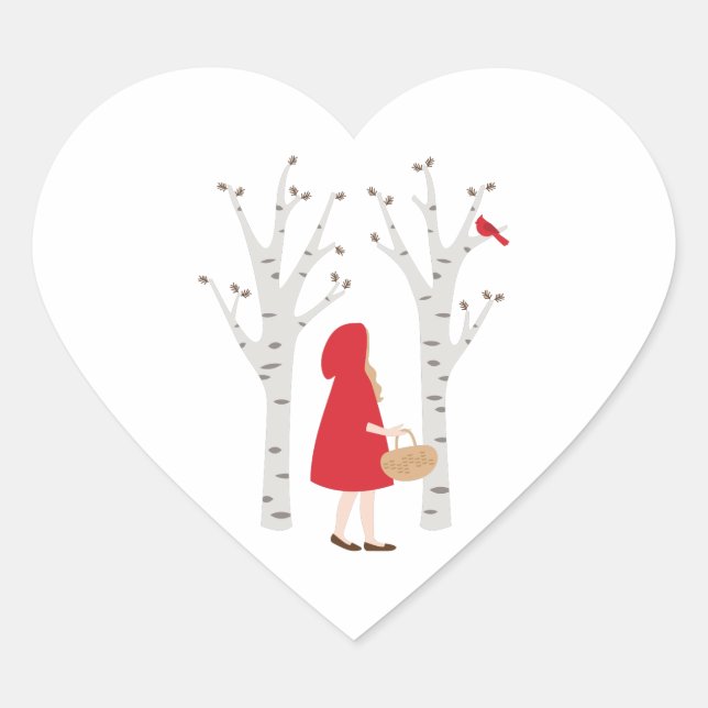 Red Riding Hood Heart Sticker (Front)