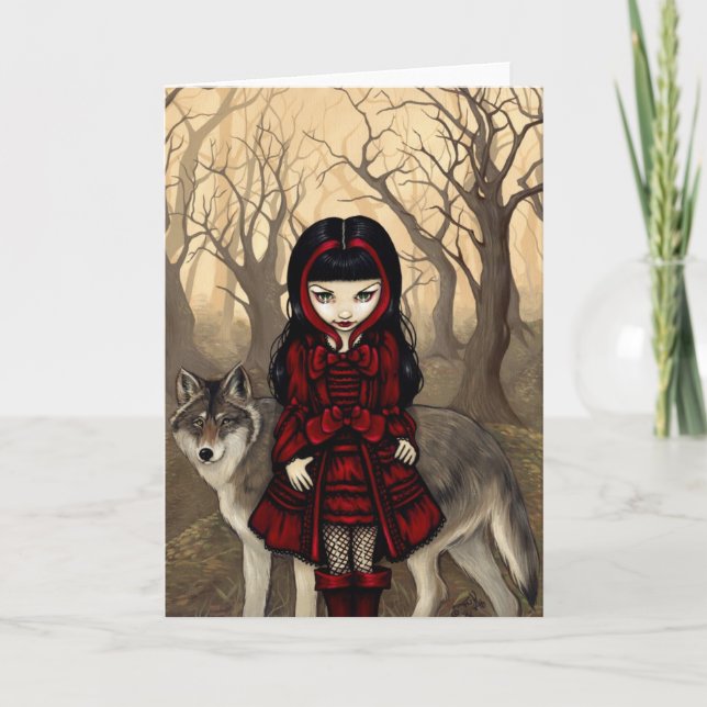 "Red Riding Hood in Autumn" Greeting Card (Front)