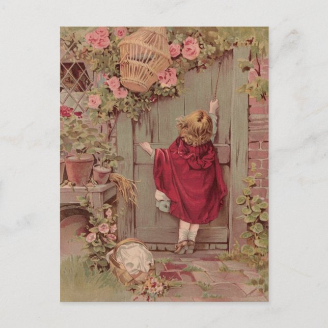 Red Riding Hood Knocks on the Door Postcard (Front)