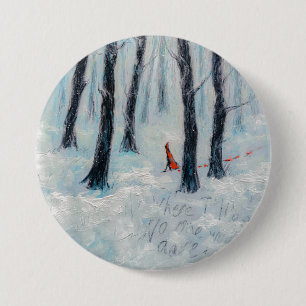 Red Riding Hood-like figure in a winter forest 3 Inch Round Button