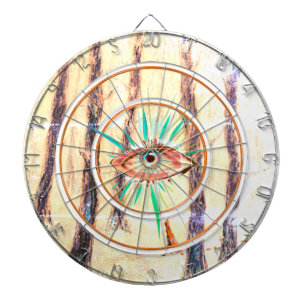 Red Riding Hood-like figure in a winter forest Dartboard