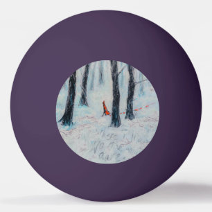 Red Riding Hood-like figure in a winter forest Ping Pong Ball