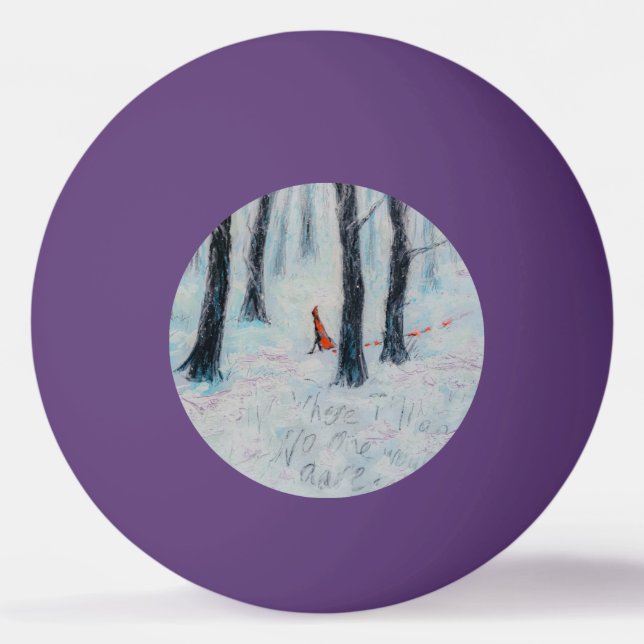 Red Riding Hood-like figure in a winter forest Ping Pong Ball (Front)