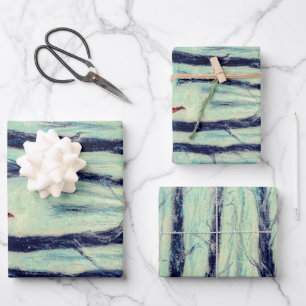 Red Riding Hood-like figure in a winter forest Wra Wrapping Paper Sheet